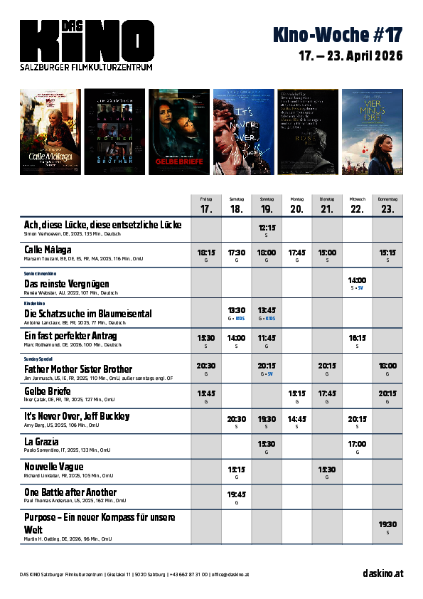 Wochenplan nächste Woche