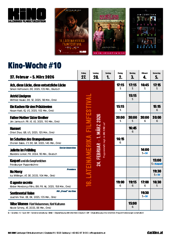 Wochenplan nächste Woche