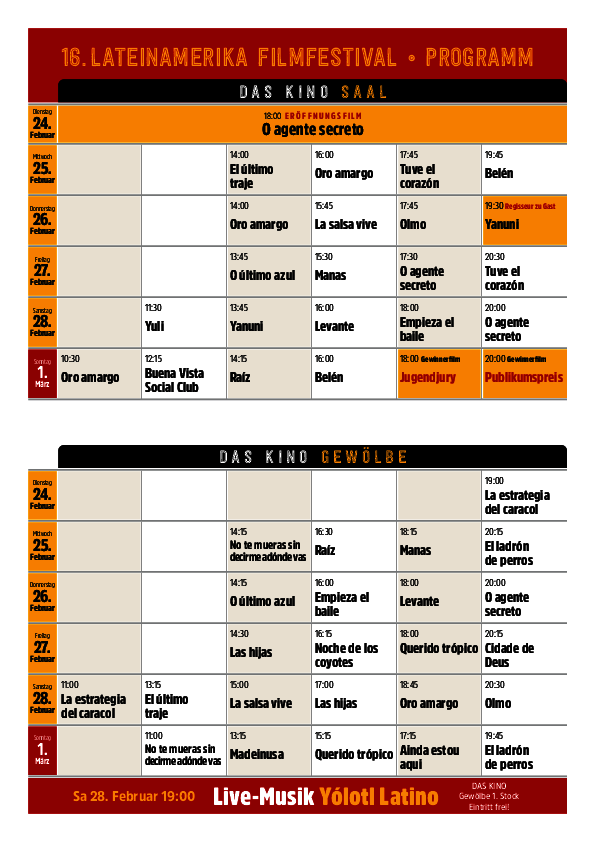 Spielplan Lateinamerika Filmfestival 2026
