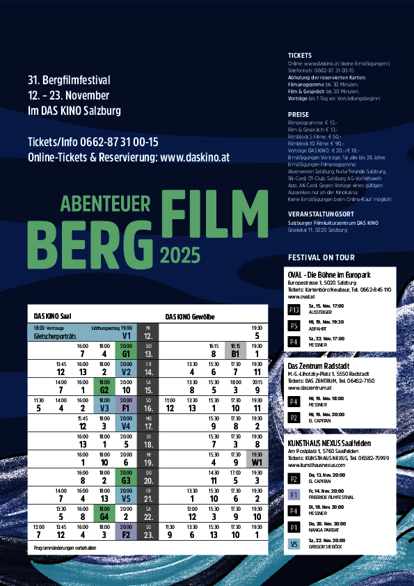 Programmübersicht Bergfilmfestival